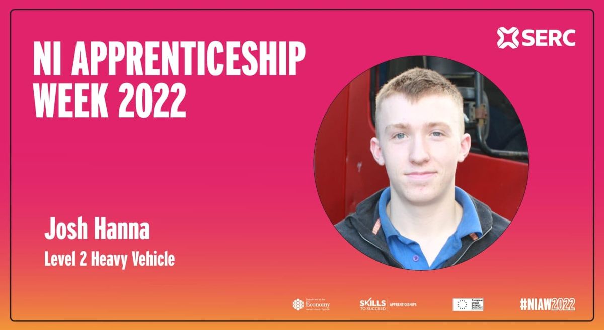 Josh Hanna featured in NI Apprenticeship Week Graphic